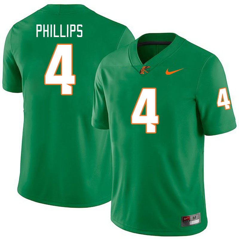 Men-Youth #4 Marquez Phillips Florida A&M Rattlers 2023 College Football Jerseys Stitched-Green